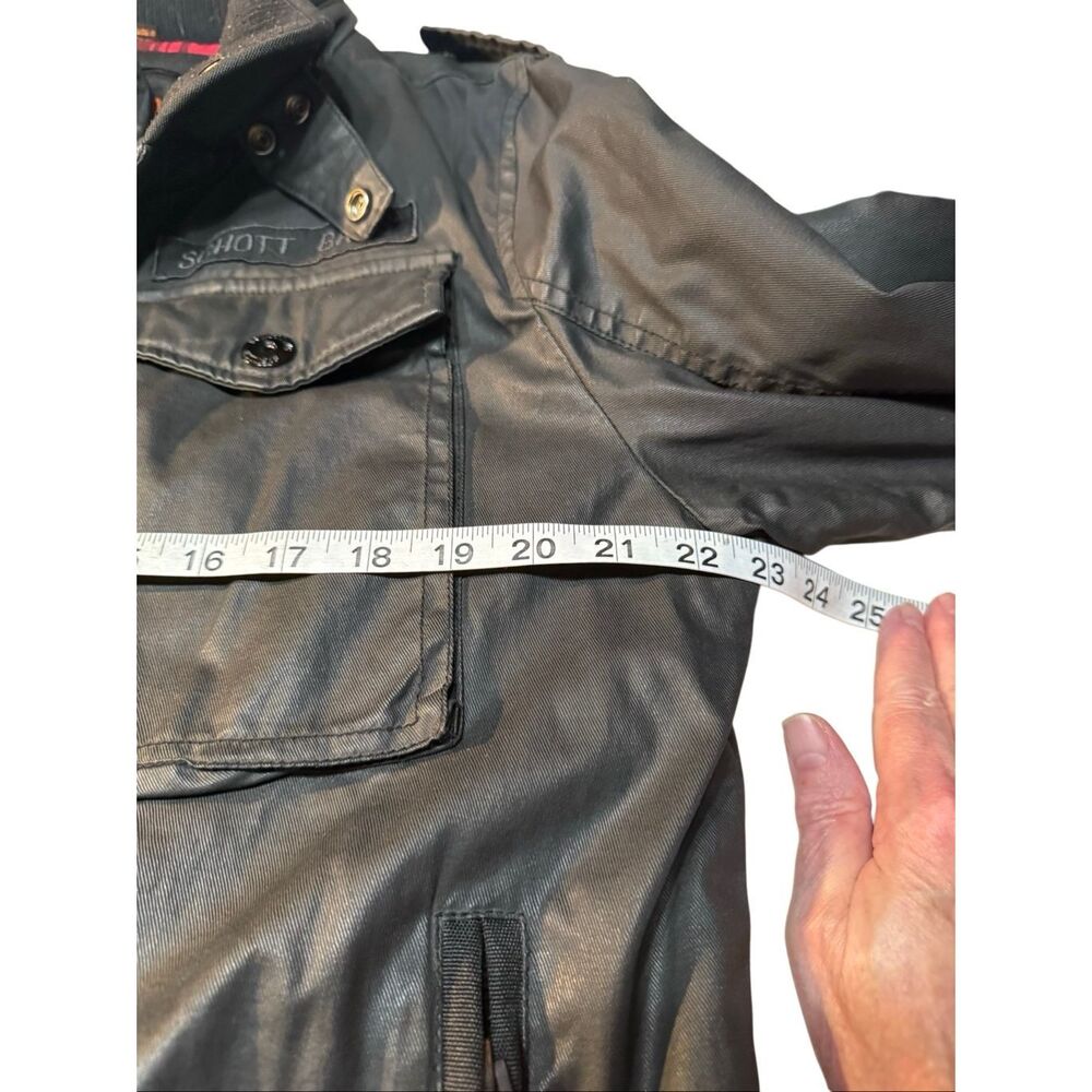 Schott Bros military/bomber Sz L Black Red Flannel Lined Hooded Jacket Sz L Rar - Picture 2 of 10